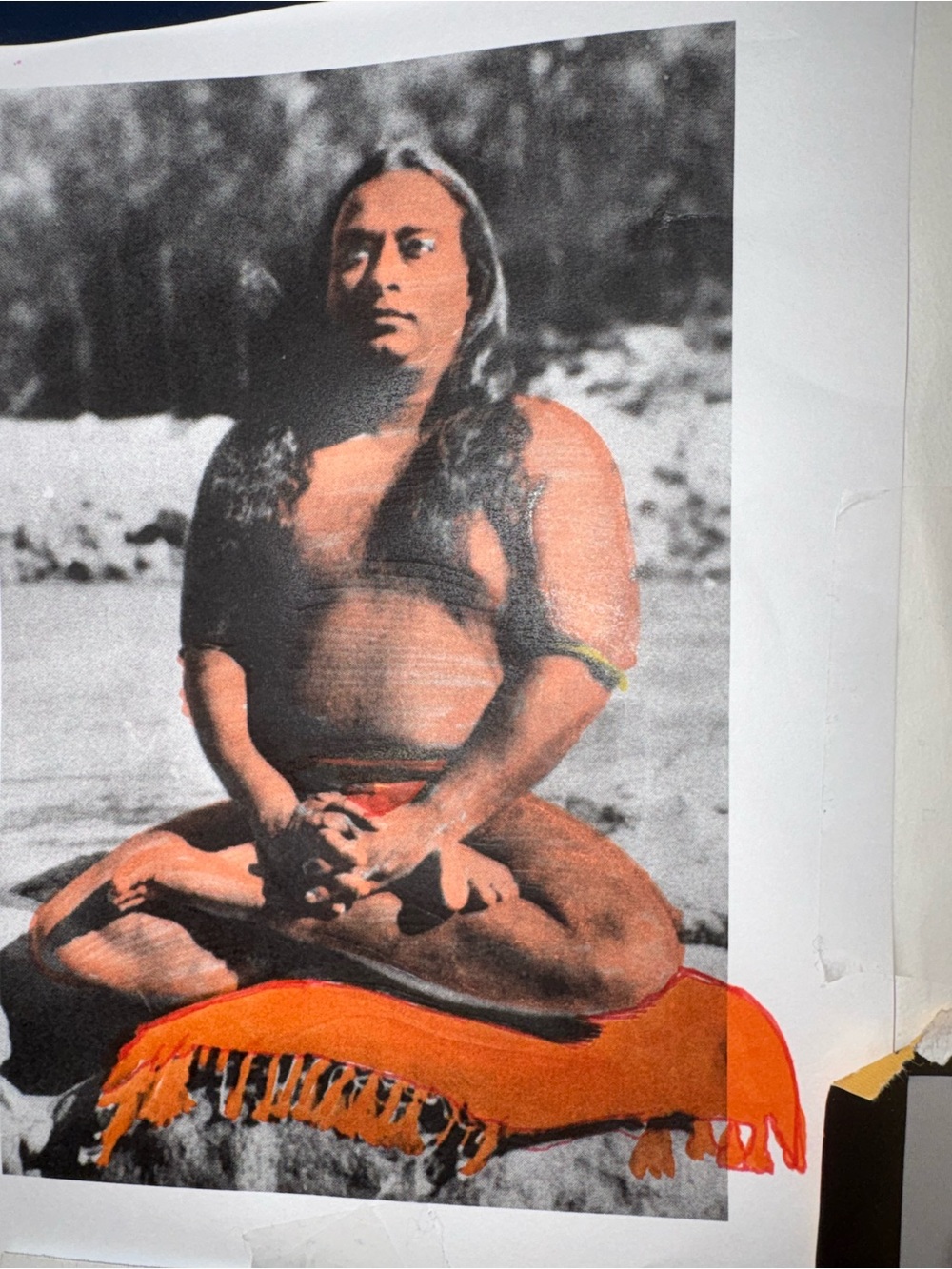 Paramhansa Yogananda Orange Meditation Wall Art Print Collage - Unbranded